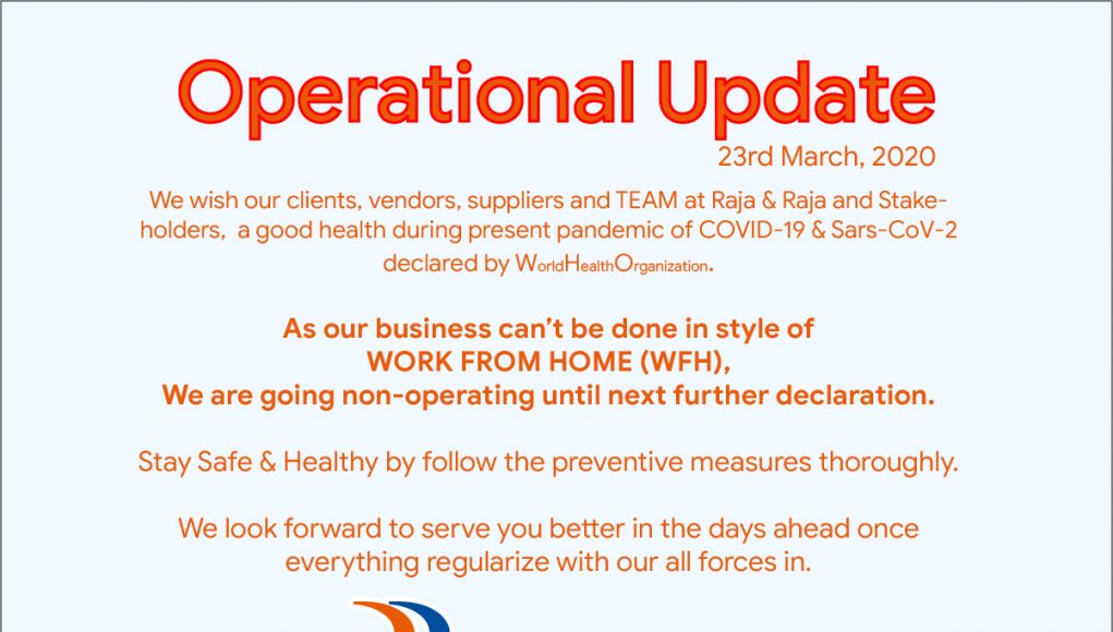 Operational Update 23-03-2020